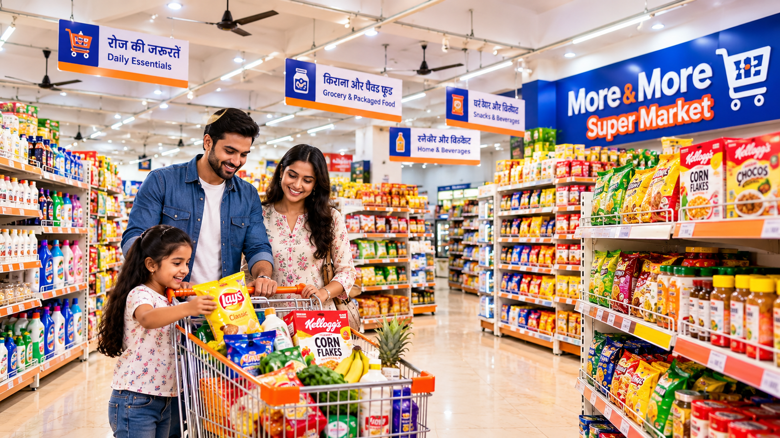 Shopping basket with everyday items